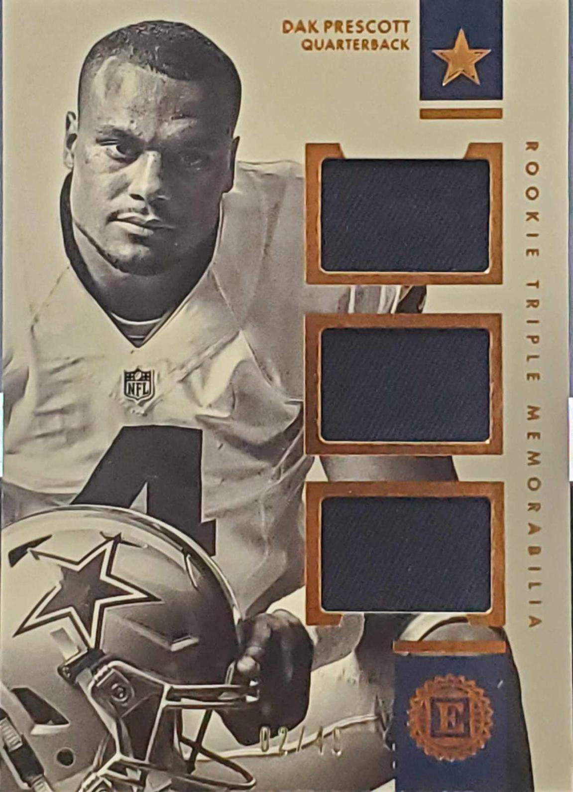 Dak Prescott #13 Football Cards 2016 Panini Encased Rookie Triple Memorabilia