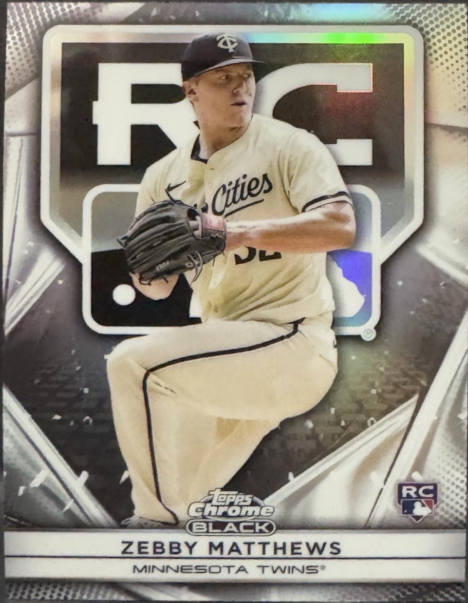 Zebby Matthews #119 Baseball Cards 2025 Topps Chrome Black Rookie Design Variation