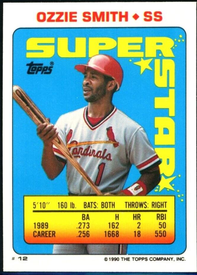 Ozzie Smith #12 Baseball Cards 1990 Topps Stickers