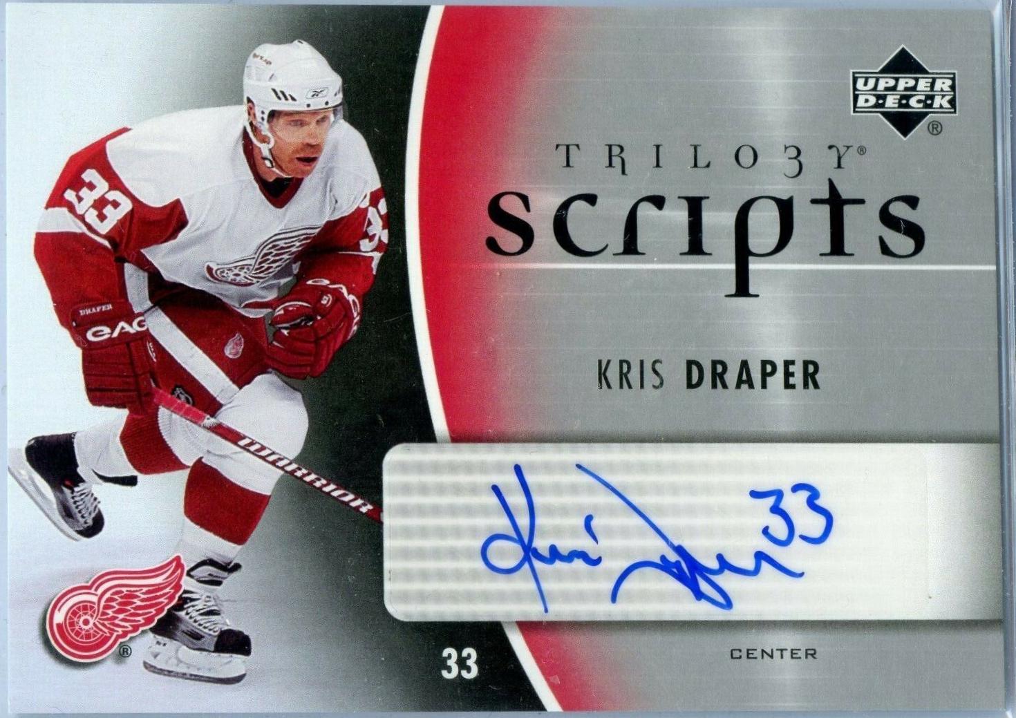 Kris Draper #TS-KD Hockey Cards 2006 Upper Deck Trilogy Scripts