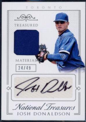Josh Donaldson #53 Baseball Cards 2015 Panini National Treasures Treasured Materials
