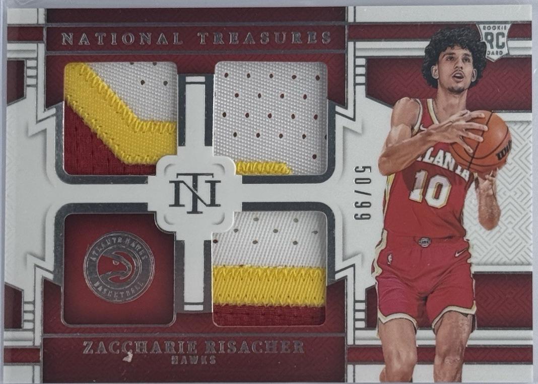 Zaccharie Risacher #9 2024 Panini National Treasures Rookie Triple Materials Basketball