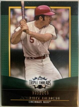 Johnny Bench /249 #33 Baseball Cards 2011 Topps Triple Threads