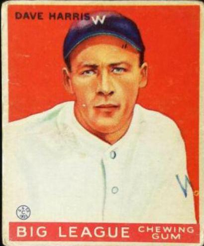 Dave Harris #9 Baseball Cards 1933 Goudey