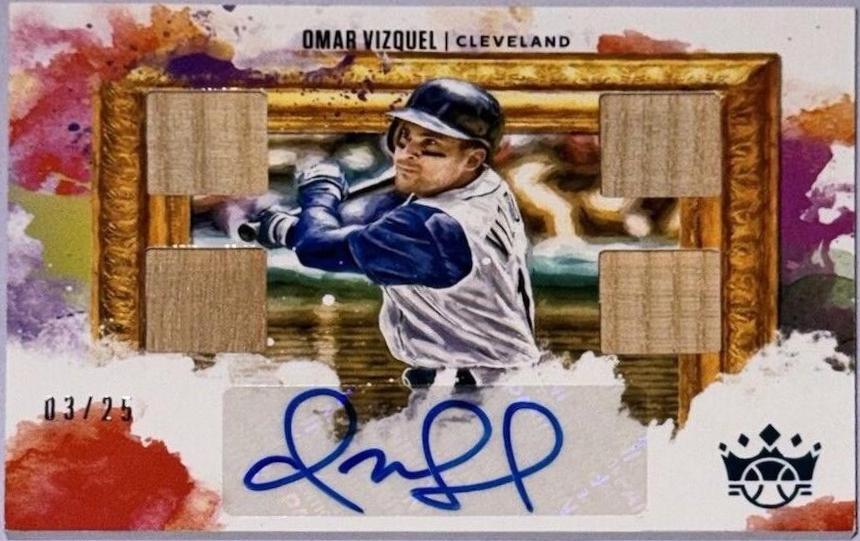 Omar Vizquel #DKQ-OV Baseball Cards 2020 Panini Diamond Kings Quad Materials Signatures