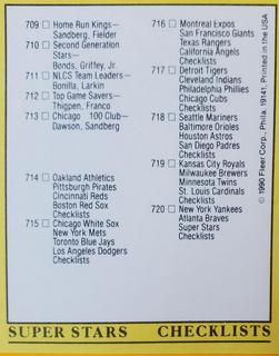 Yankees and Braves Super Stars Checklist