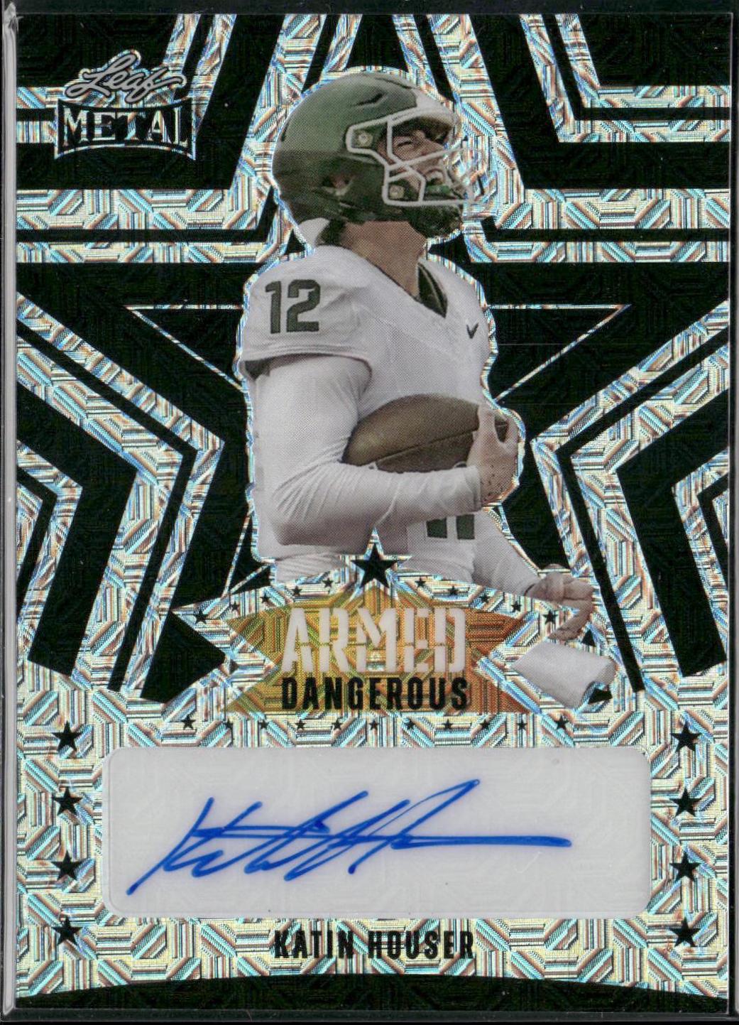 Katin Houser #AD-KH1 2024 Leaf Metal Armed And Dangerous Autograph Football