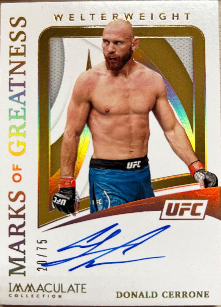 Donald Cerrone #MG-DCR Ufc Cards 2022 Panini Immaculate UFC 2021 Marks of Greatness