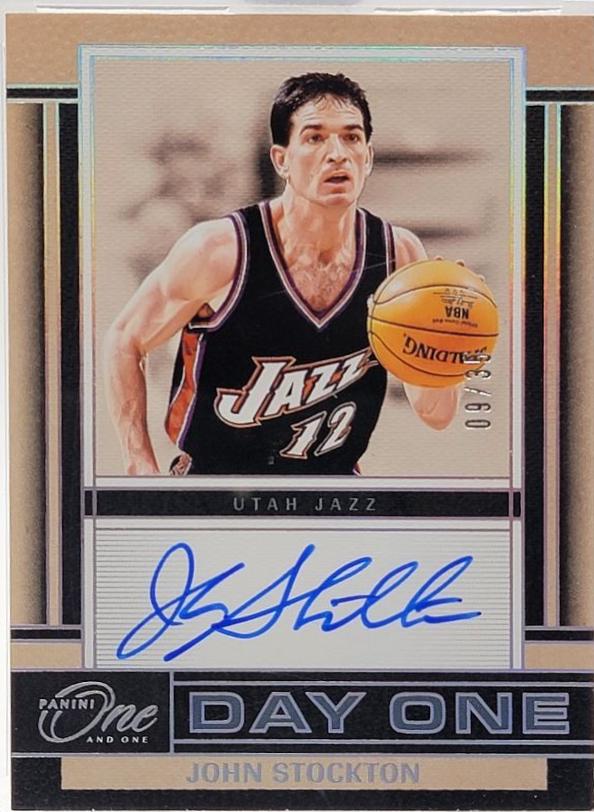 John Stockton #5 2024 Panini One And One Day One Signature Basketball