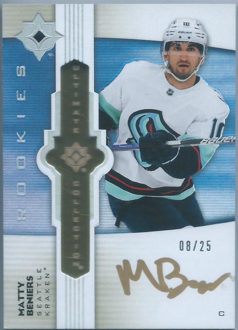 Matty Beniers #UE-MB 2022 Upper Deck Ultimate Collection Emblems Rookies Autograph Hockey