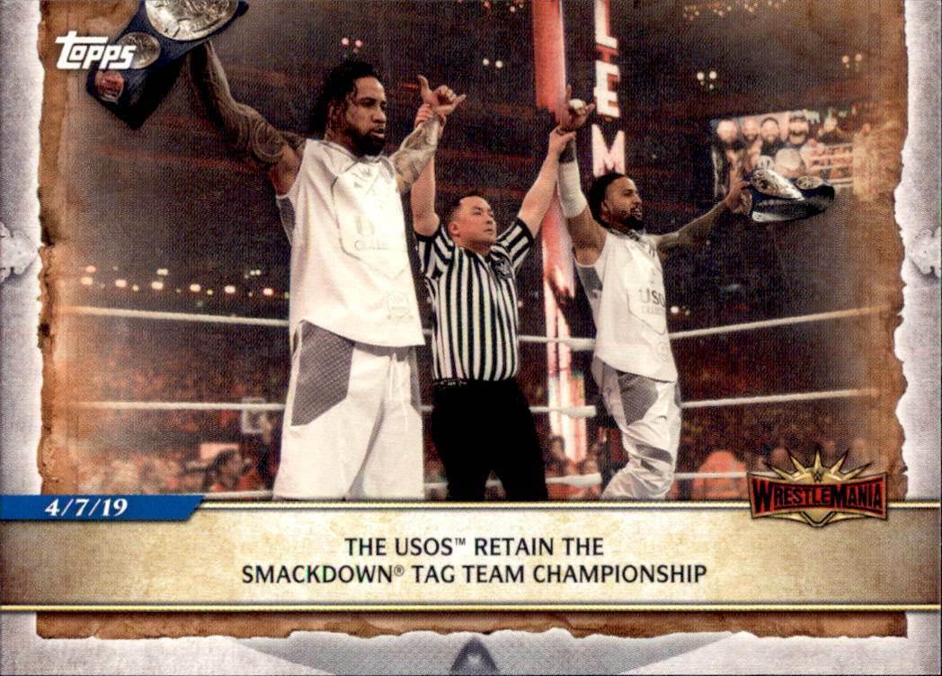 The Usos Retain the SmackDown Tag Team Championship #97 Wrestling Cards 2020 Topps WWE Road to WrestleMania