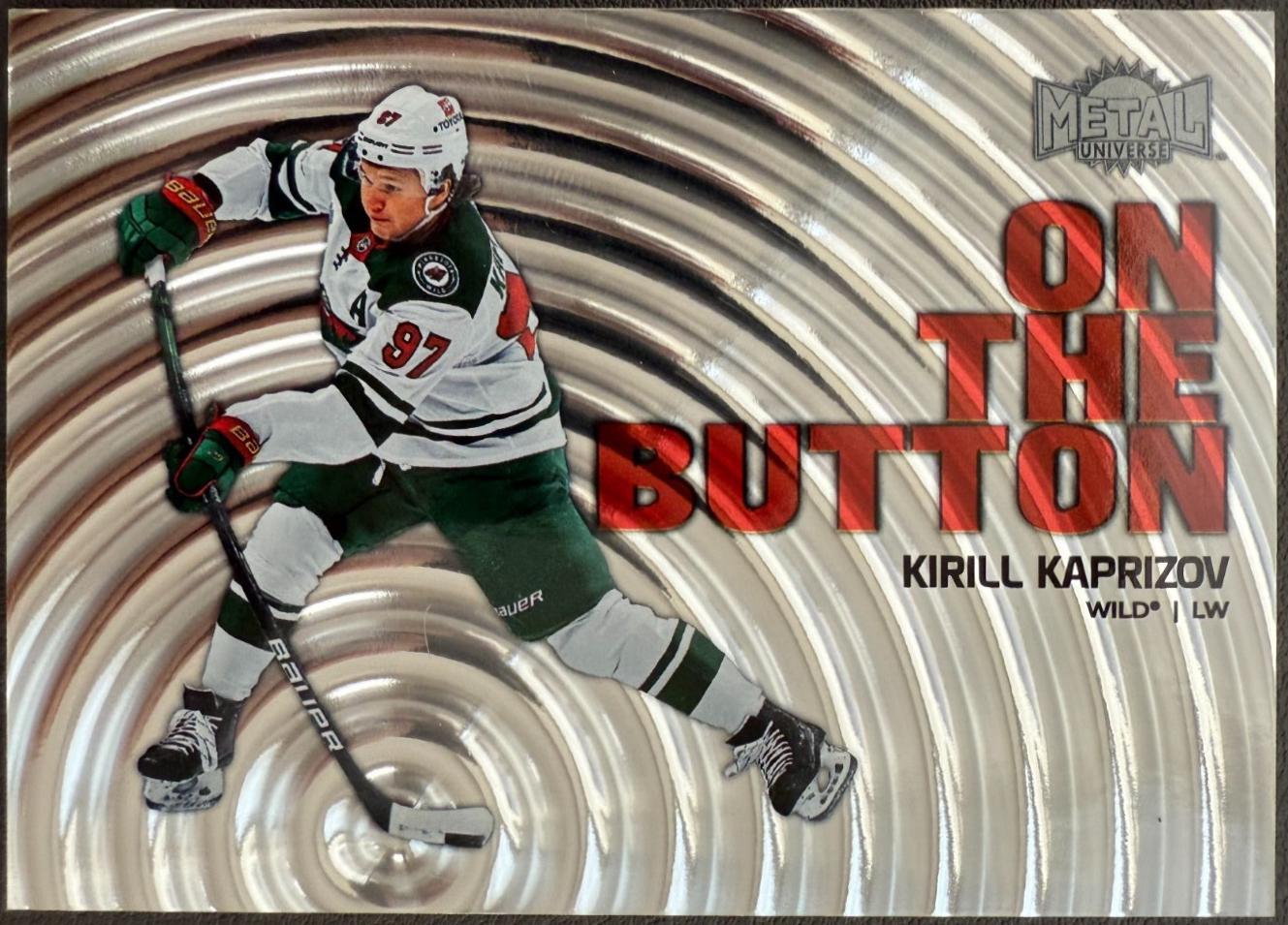 Kirill Kaprizov #8 Hockey Cards 2024 SkyBox Metal Universe On the Button