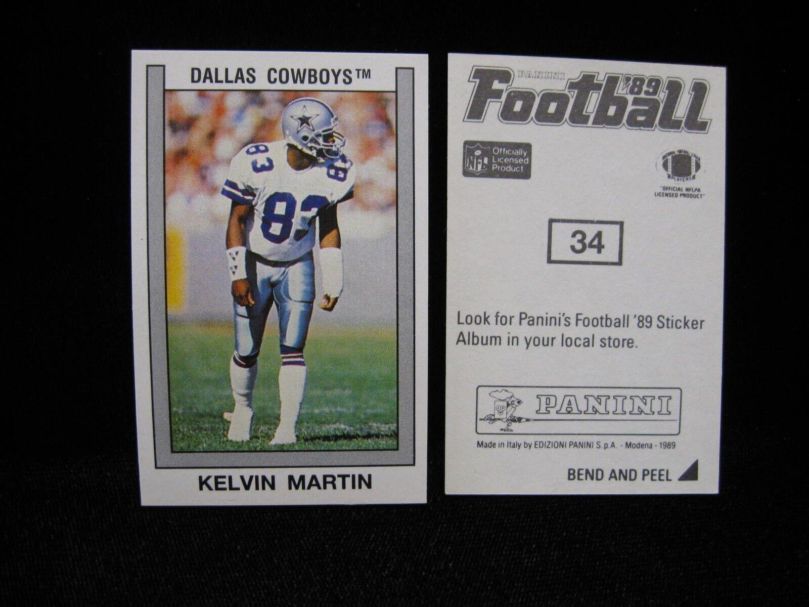 Kelvin Martin #34 Football Cards 1989 Panini Sticker