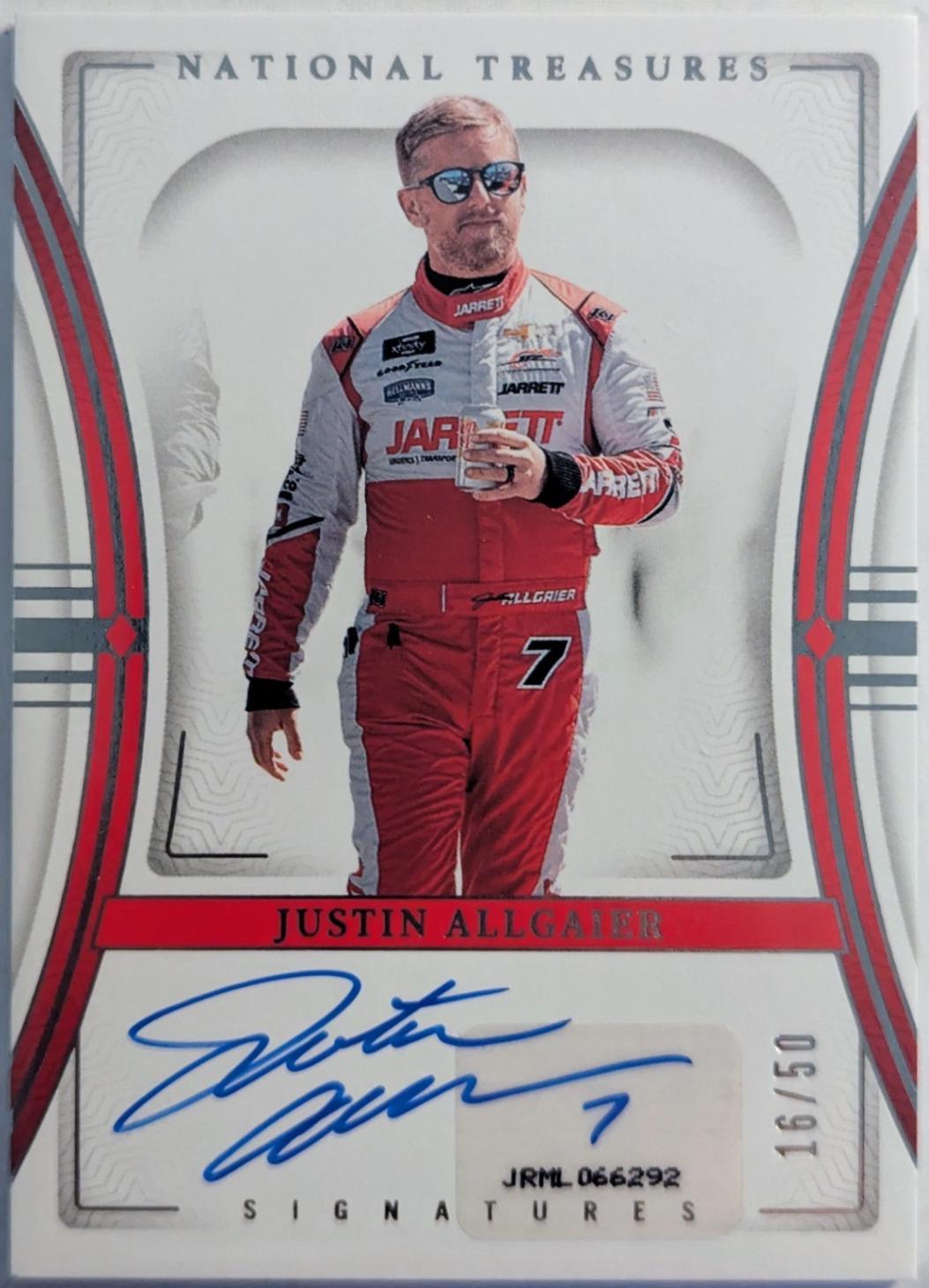 Justin Allgaier #2 Racing Cards 2024 Panini National Treasures NASCAR Signature