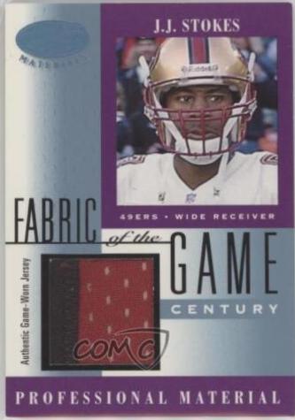 JJ Stokes #FG-122 Football Cards 2001 Leaf Certified Materials Fabric of the Game
