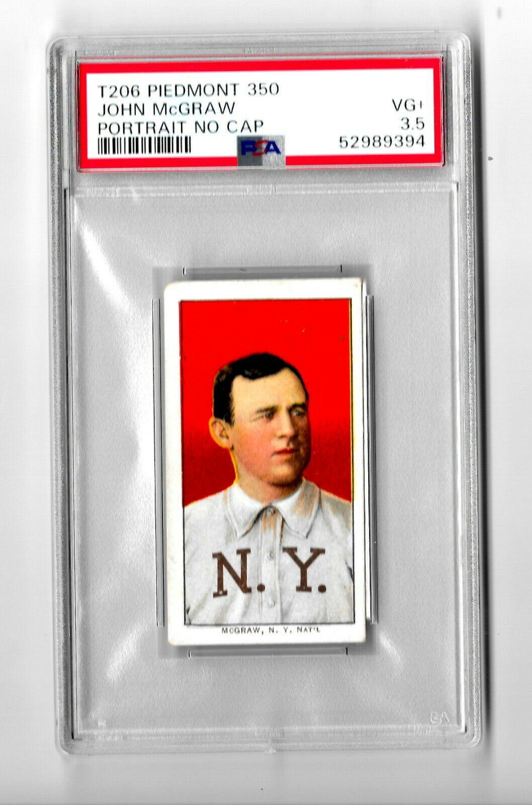 John Mcgraw [No Cap] Prices 1909 T206 Piedmont 350 Baseball