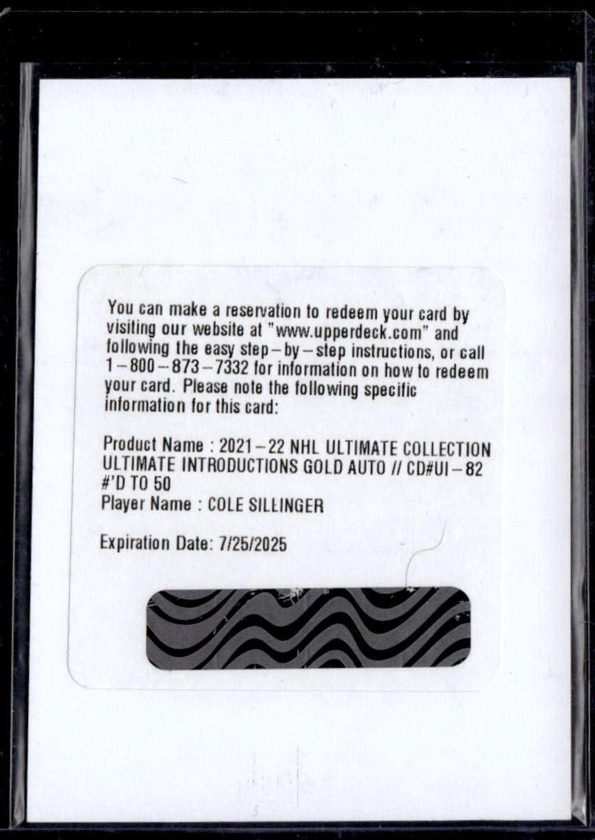 Cole Sillinger [Gold Autograph] #UI-82