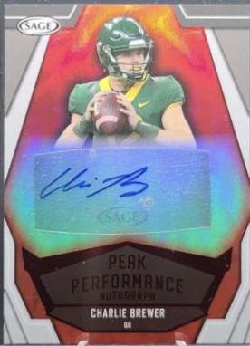 Charlie Brewer #PKA-CB Football Cards 2023 Sage Peak Performance Autographs