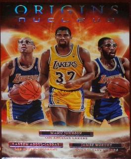 Magic Johnson, James Worthy, Kareem Abdul Jabbar