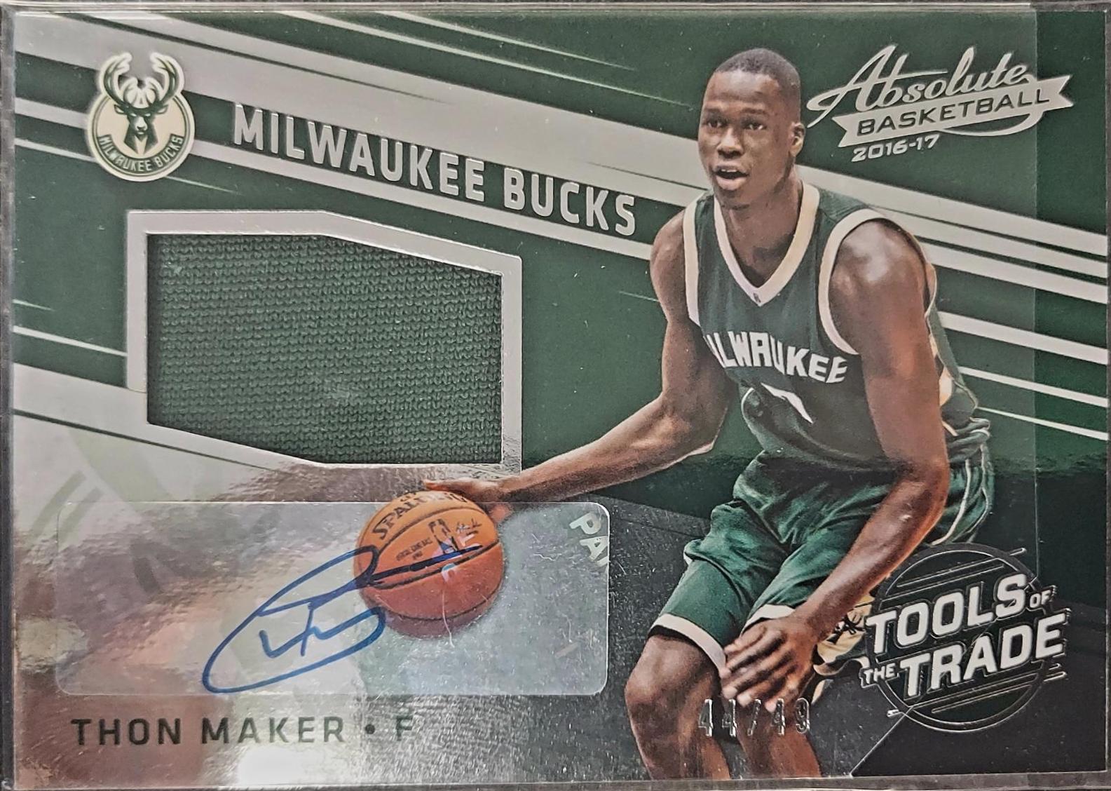 Thon Maker #24 Basketball Cards 2016 Panini Absolute Tools of the Trade Autographed Materials