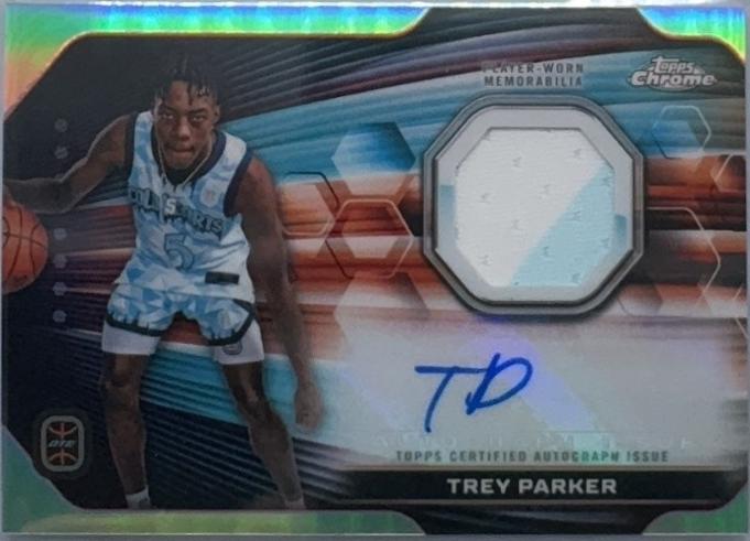 Trey Parker #RJA-TP Basketball Cards 2023 Topps Chrome Overtime Elite Rookie Jersey Autograph