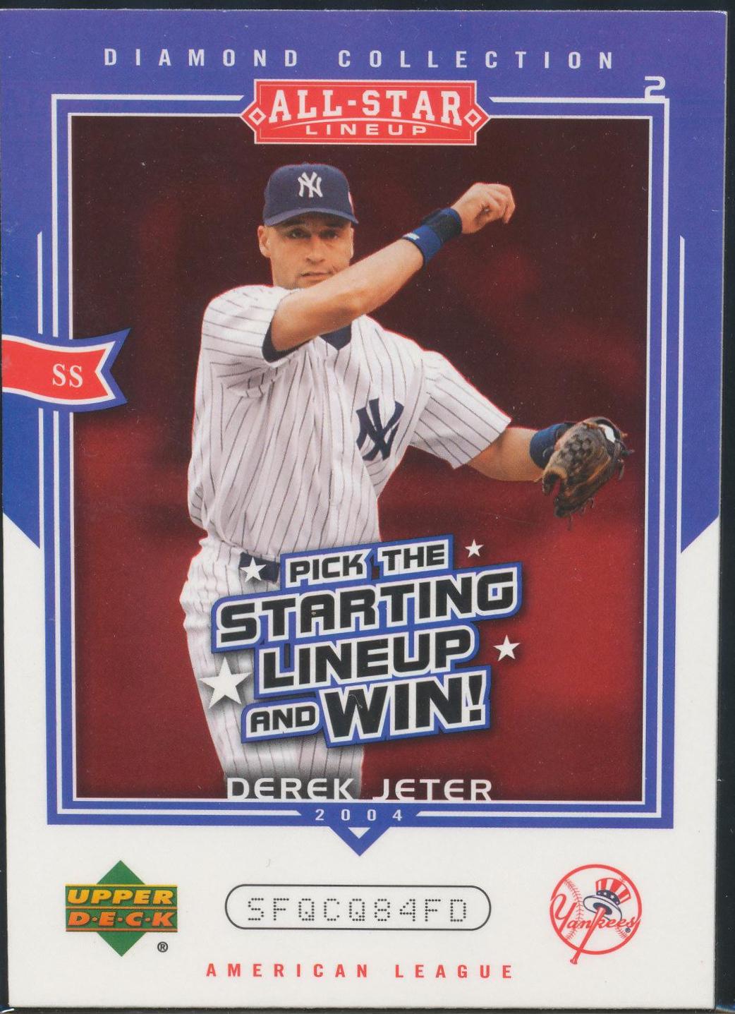 Derek Jeter #AS-DJ Baseball Cards 2004 Upper Deck Diamond Collection All Star Lineup Promo