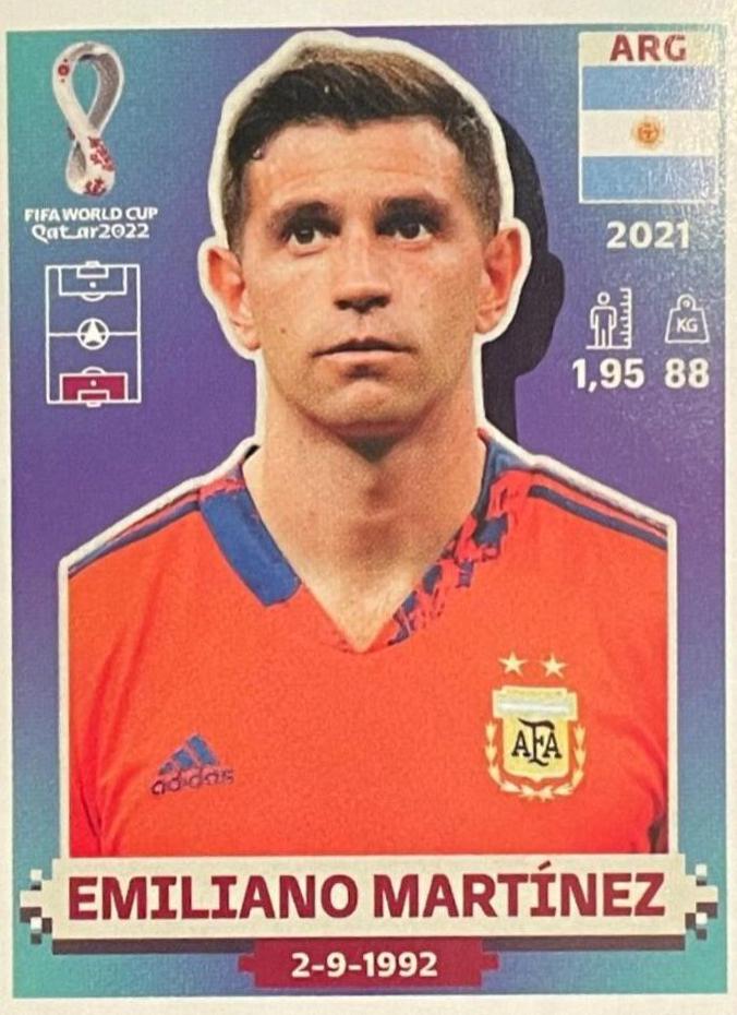 Emiliano Martinez #ARG3 Soccer Cards 2022 Panini World Cup Qatar Stickers