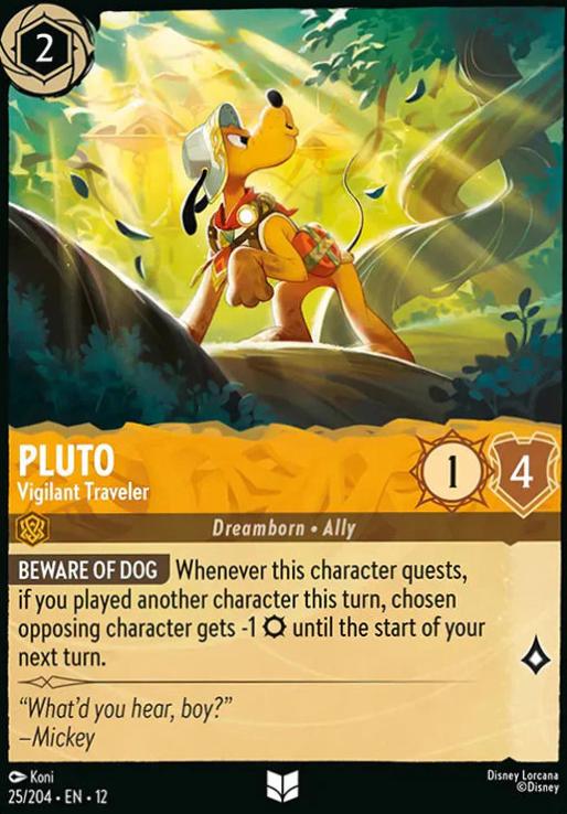 pluto lorcana card - Whispers in the Well - - Steel Champion (Rare) Plutos job was to keep Gustavs attention so Minnie could get to the cave 010-157 Pluto - Clever Cluefinder