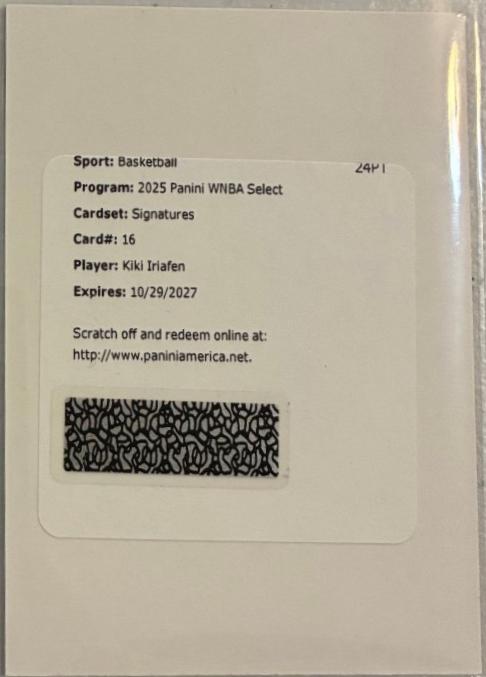 Kiki Iriafen #16 2025 Panini Select WNBA Signatures