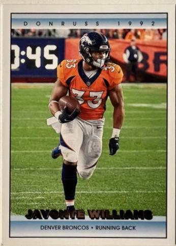 Javonte Williams #15 Football Cards 2022 Panini Donruss Retro 1992
