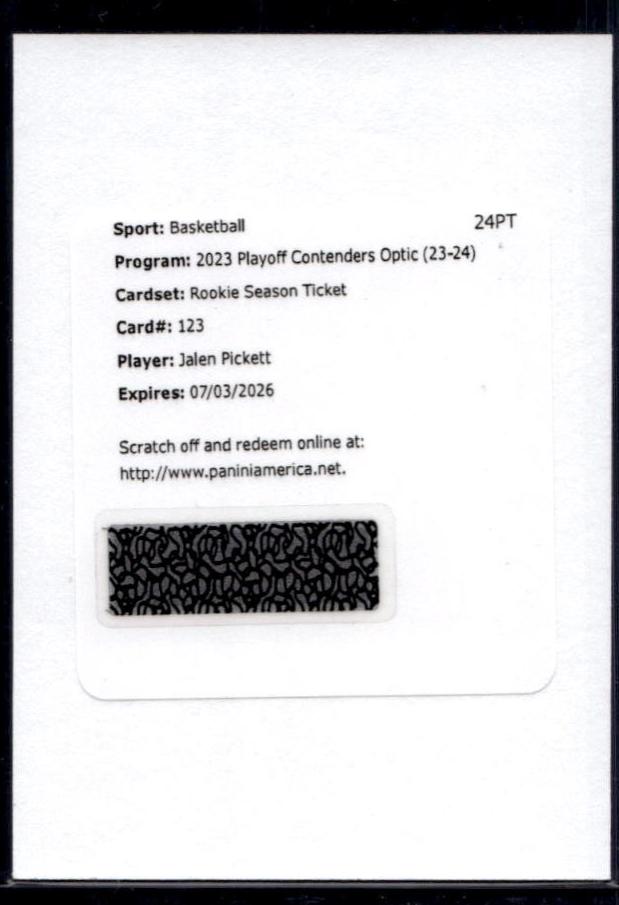 Jalen Pickett #123 2023-24 Panini Contenders Optic Basketball