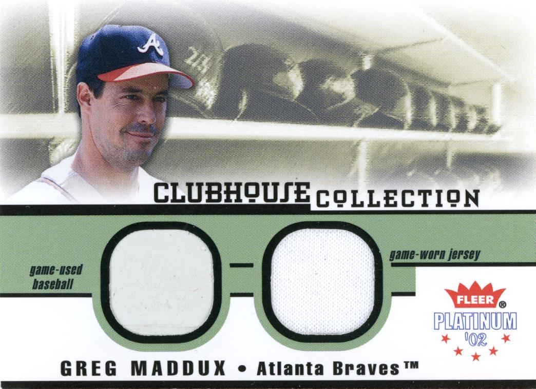 Greg Maddux Baseball Cards 2002 Fleer Platinum Clubhouse Collection Dual