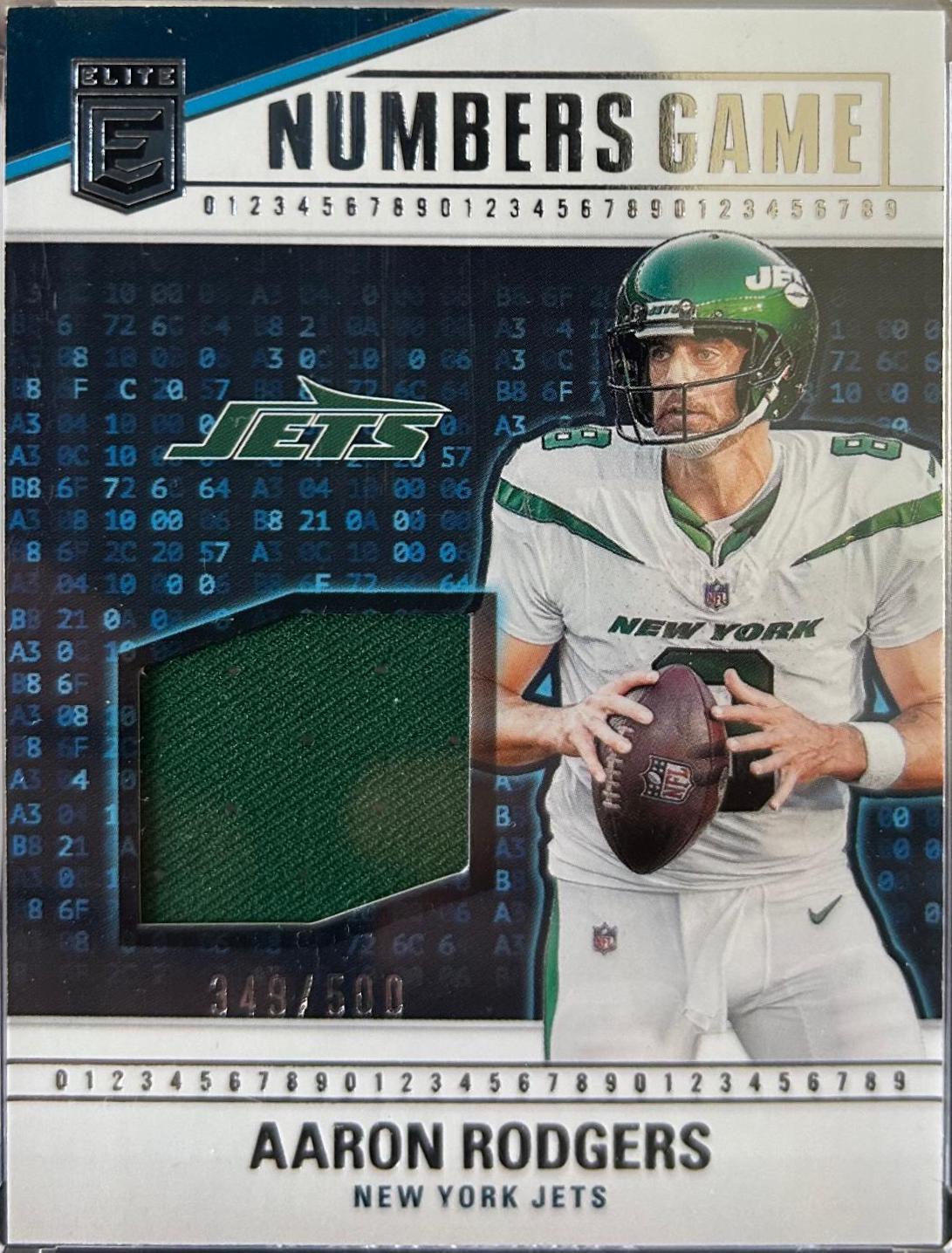 Aaron Rodgers #NG-ARO Football Cards 2024 Panini Donruss Elite Numbers Game Jersey