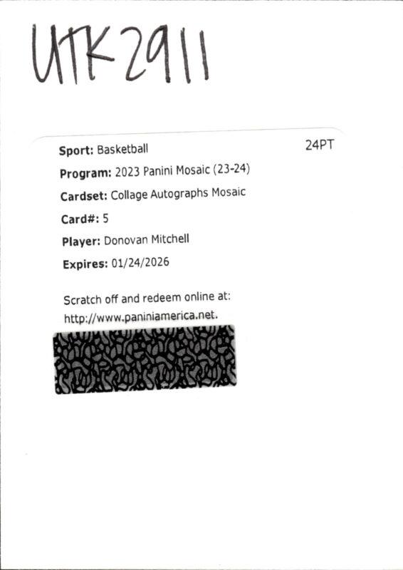 Donovan Mitchell #5 Basketball Cards 2023 Panini Mosaic Collage Autograph