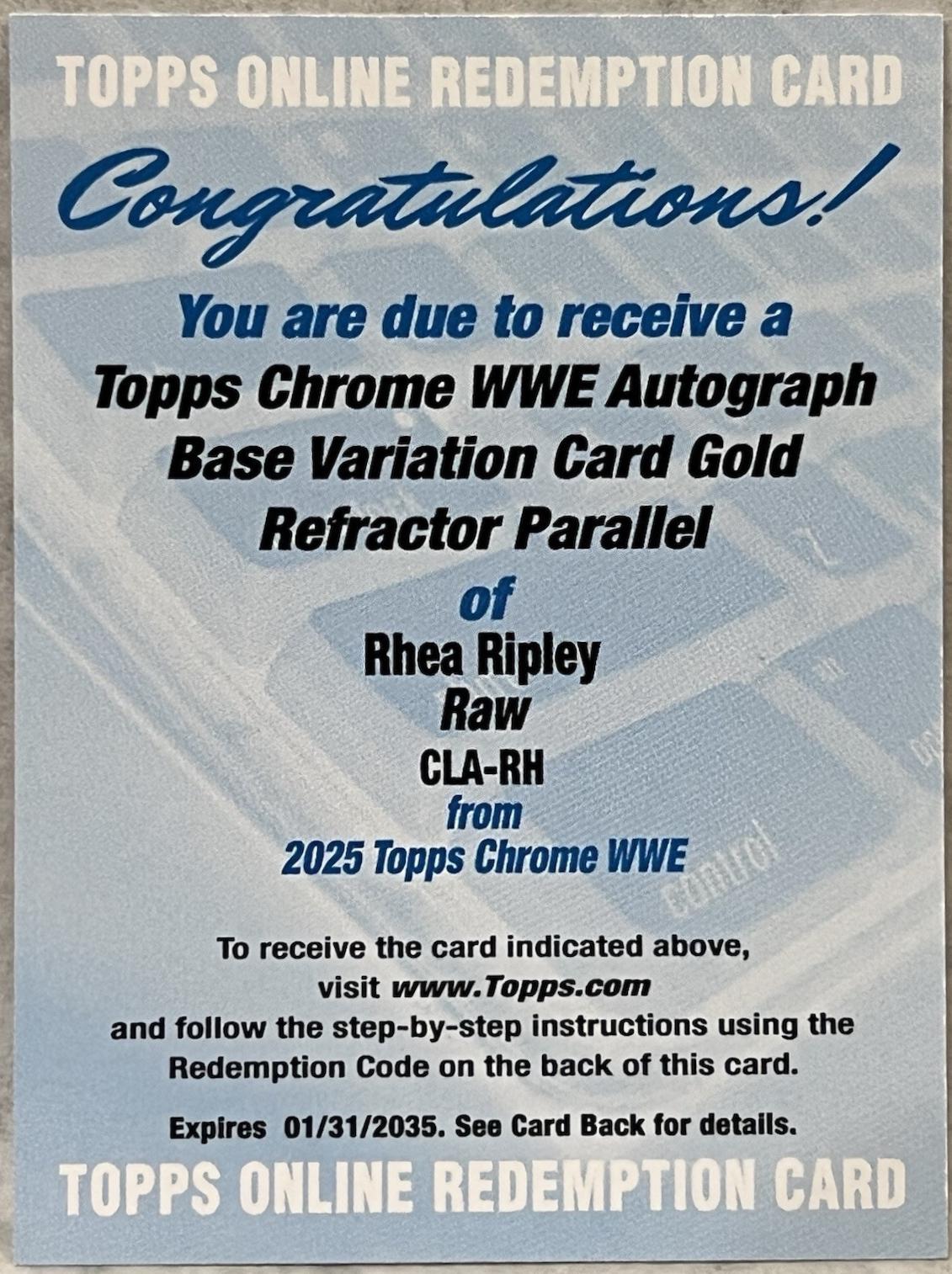 Rhea Ripley Rpa Card Rhea Ripley #CLA-RH Prices | 2025 Topps Chrome WWE Autograph Gold ...