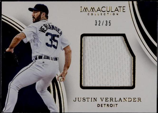 Justin Verlander #JN-JV Baseball Cards 2016 Panini Immaculate Jersey Numbers