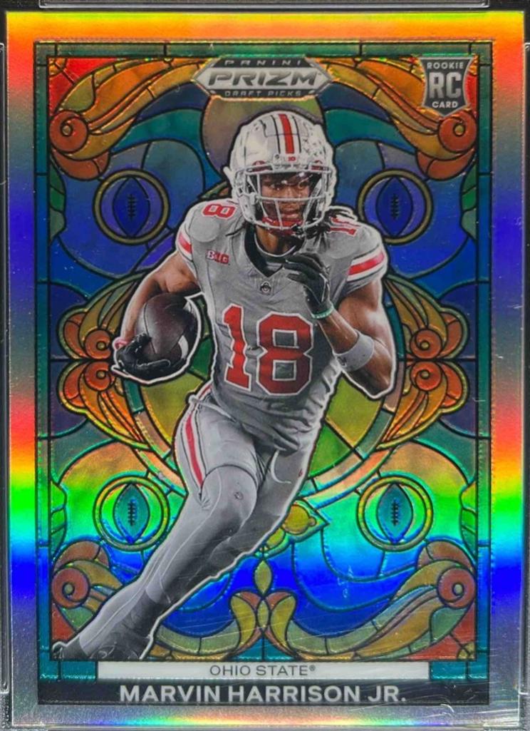Marvin Harrison Jr. #SG-11 Football Cards 2024 Panini Prizm Draft Picks Stained Glass