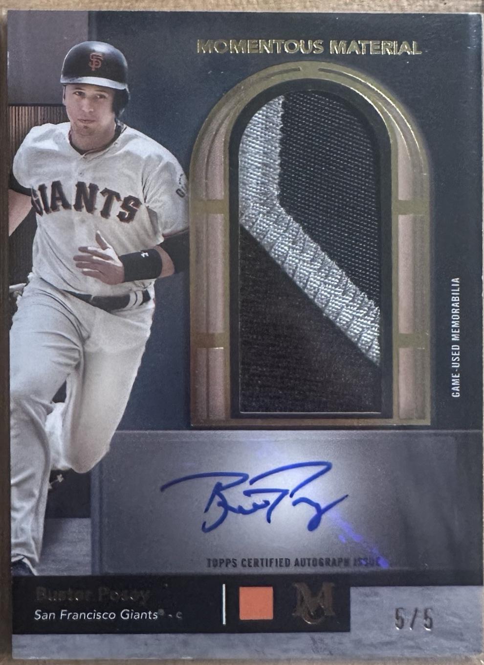 Buster Posey #MMJPA-BP 2024 Topps Museum Collection Baseball Momentous Material Jumbo Patch Autographs