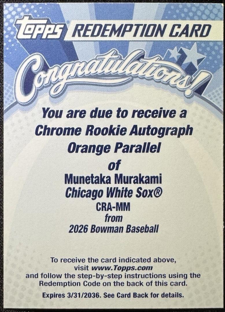 Munetaka Murakami [Orange Refractor] #CRA-MM Prices | 2026 Bowman
