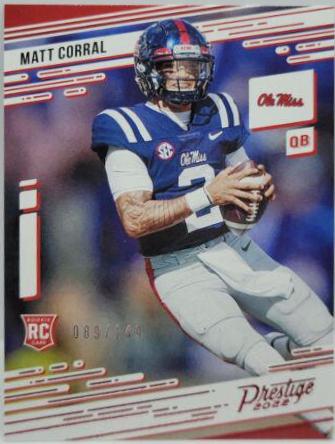 Matt Corral #9 Football Cards 2022 Panini Chronicles Draft Picks Prestige