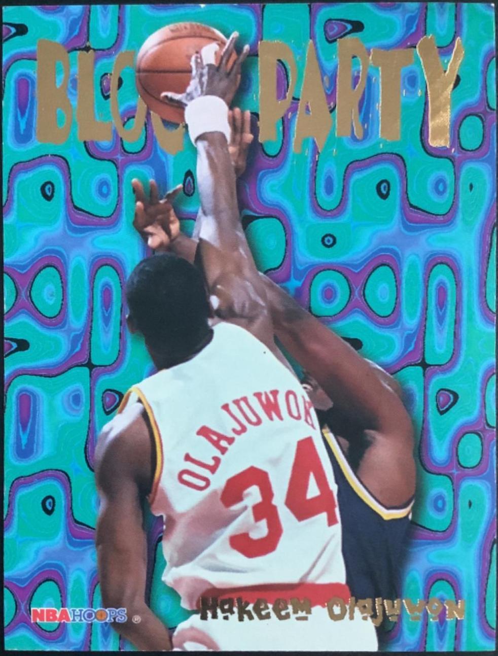 Hakeem Olajuwon #8 Basketball Cards 1995 Hoops Block Party