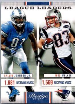 Calvin Johnson, Wes Welker #9 Football Cards 2012 Panini Prestige League Leaders