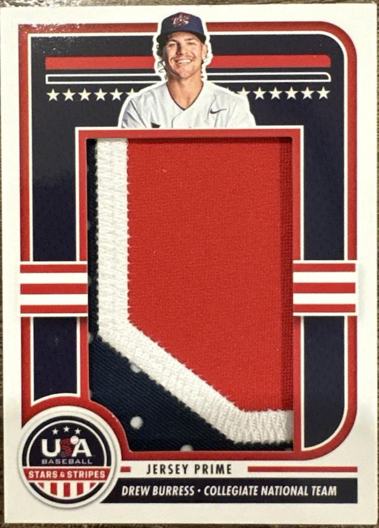 Drew Burress #JMJ-AL 2025 Panini Stars & Stripes Baseball Jumbo Material Batting Glove Brand Logo