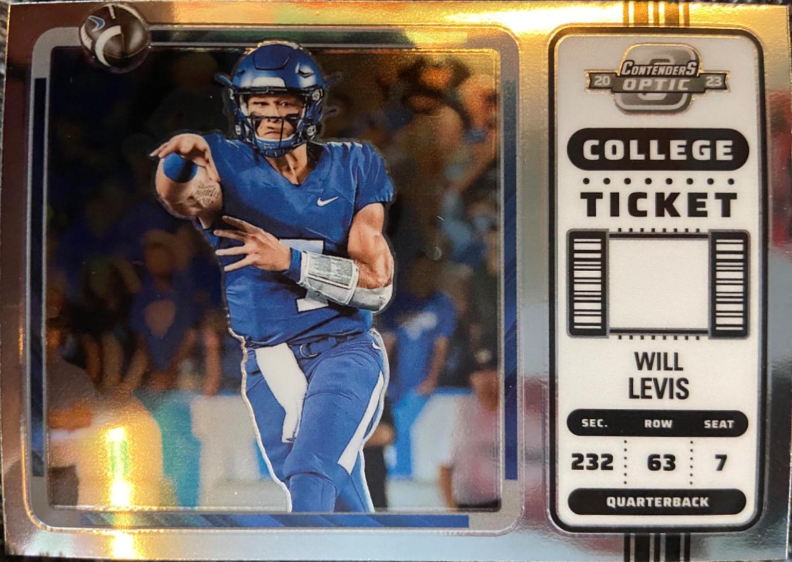 Will Levis #3 Football Cards 2023 Panini Chronicles Draft Picks Contenders Optic