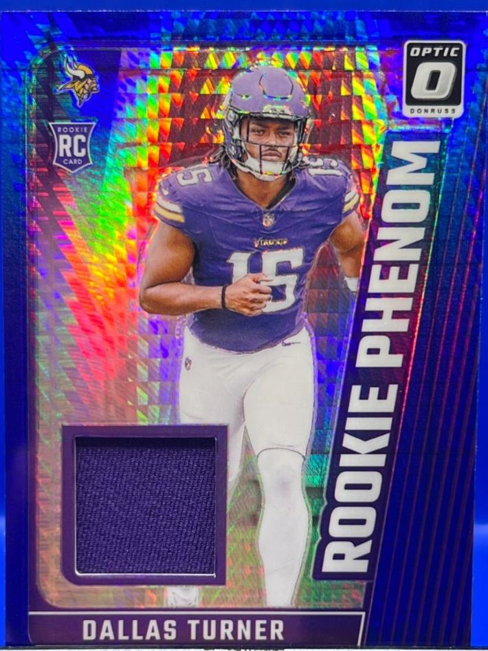 Dallas Turner #RPB-DTR Football Cards 2024 Panini Donruss Optic Rookie Phenom Blue Hyper