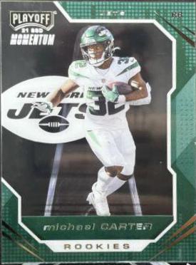 Michael Carter #PMR-26 Football Cards 2021 Panini Chronicles Playoff Momentum Rookies