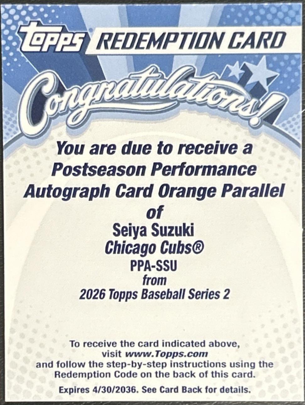 Seiya Suzuki [Orange] #PPA-SSU Prices | 2026 Topps Series 2
