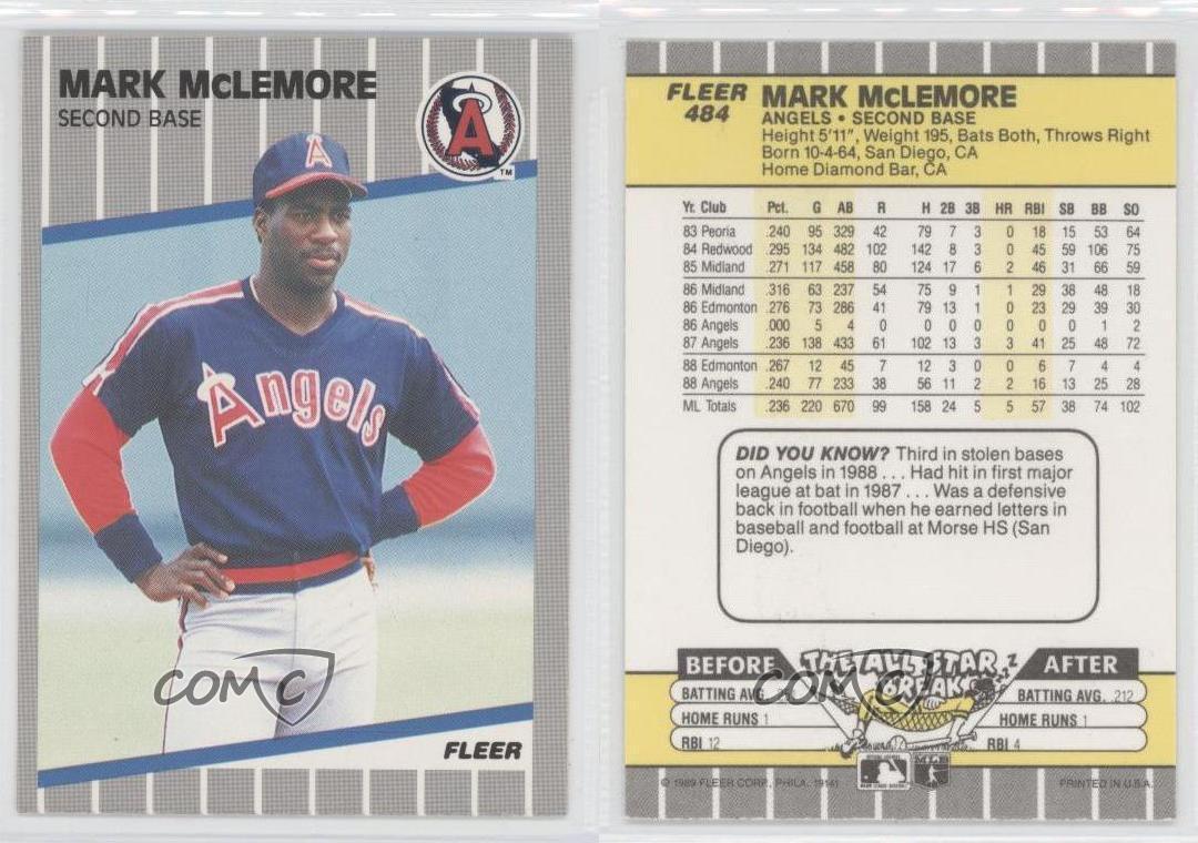Mark McLemore #484 Baseball Cards 1989 Fleer