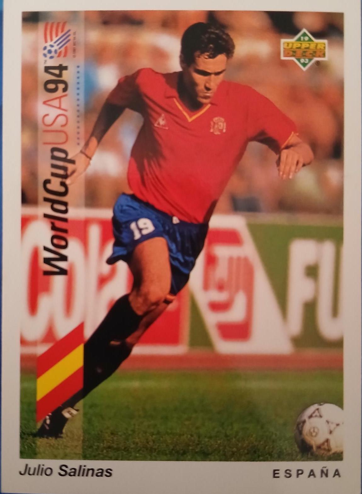 Julio Salinas #128 1993 Upper Deck World Cup Preview Adams Gum Soccer