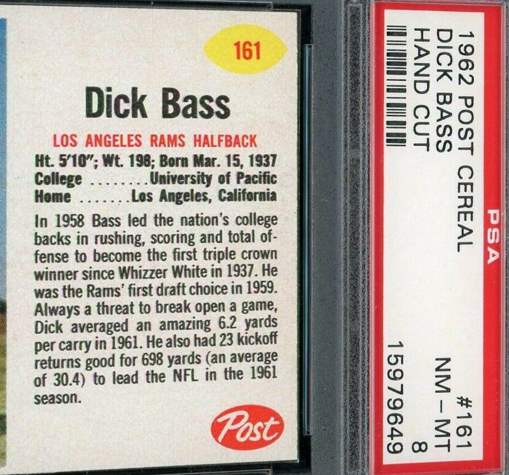 Dick Bass #161 Football Cards 1962 Post Cereal
